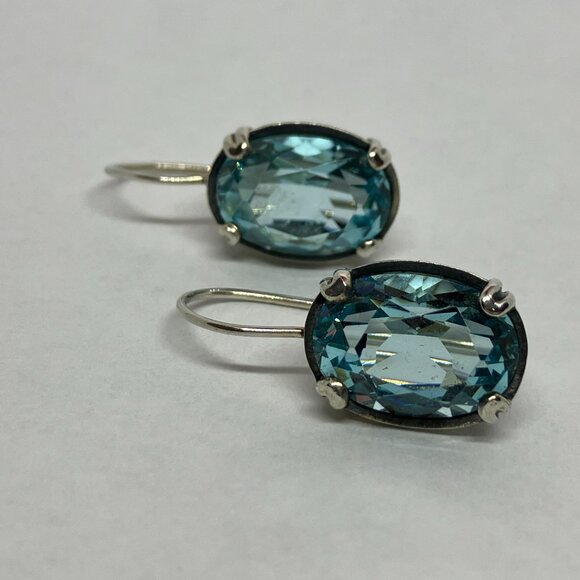 Silpada Aqua Glass & Silver Filigree 'Blue Pool' Drop Earrings - Picture 2 of 7